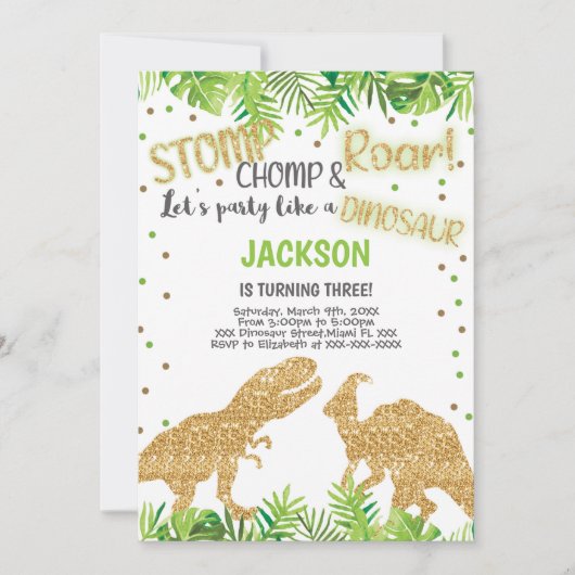 Roarsome Kinder Partij Kaart met Sparkle (Voorkant)