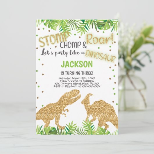 Roarsome Kinder Partij Kaart met Sparkle (Staand voorkant)