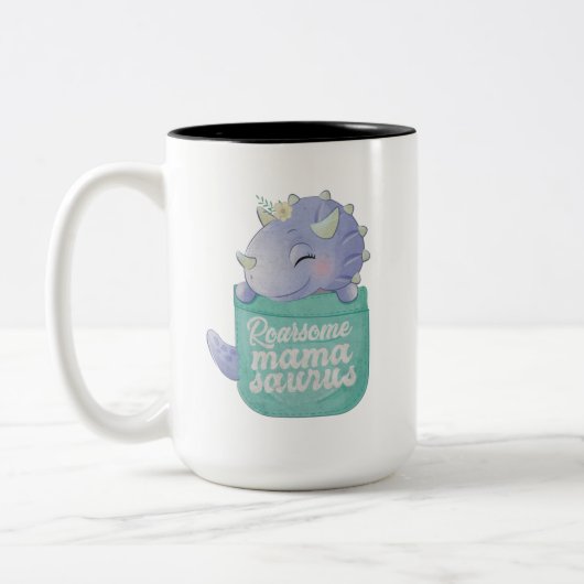 Roarsome Mamasaurus Tweekleurige Koffiemok (Links)