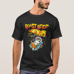 Roast Beef Koe op Strand Vakantie Sun Tan Summer L T-shirt