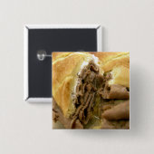 Roast beef sandwich met crèmegeit vierkante button 5,1 cm (Voorkant /achterkant)