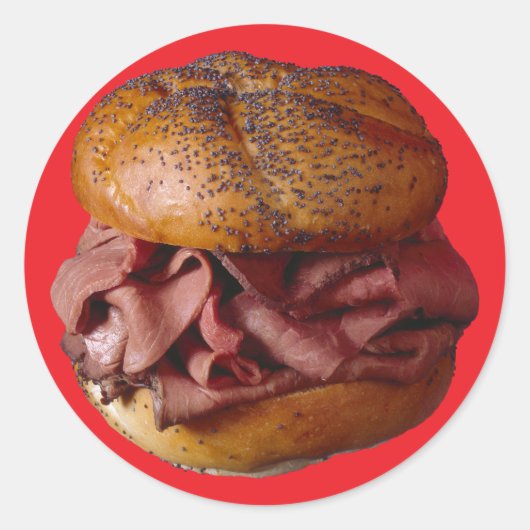 Roast Beef Sandwich Ronde Sticker (Voorkant)