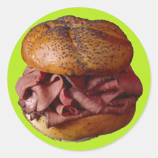 Roast Beef Sandwich Ronde Sticker (Voorkant)