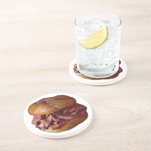 Roast Beef Sandwich Zandsteen Onderzetter (Zijkant)