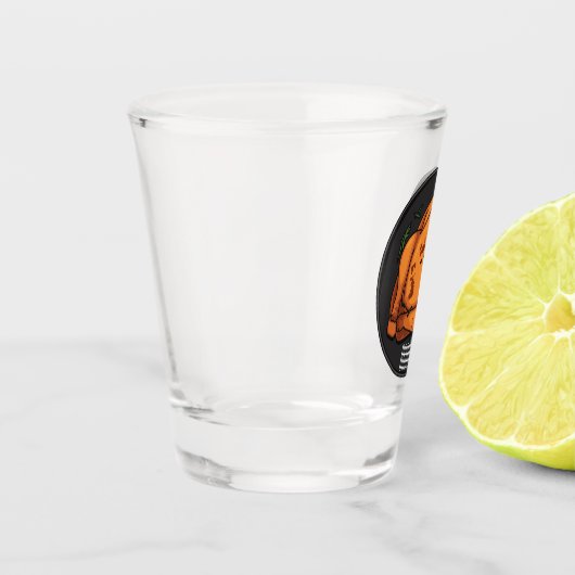 Roast cartoon illustratie shot glas (Links)