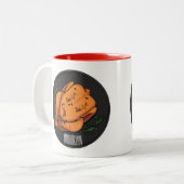 Roast cartoon illustratie tweekleurige koffiemok (Voorkant links)