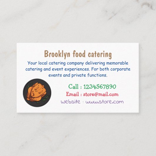 Roast cartoon illustratie visitekaartje (Voorkant)