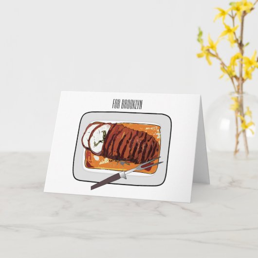 Roast kalkoenen borstschilderij cartoon kaart (Gele Bloem)