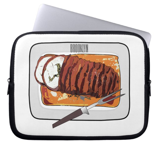 Roast kalkoenen borstschilderij cartoon laptop sleeve (Voorkant)