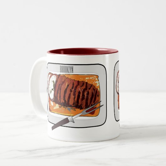 Roast kalkoenen borstschilderij cartoon tweekleurige koffiemok (Voorkant links)