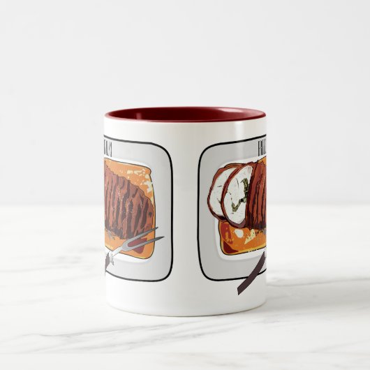 Roast kalkoenen borstschilderij cartoon tweekleurige koffiemok (Center)