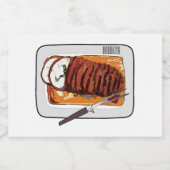 Roast kalkoenen borstschilderij cartoon voedselcontainer etiket (Enkel label)