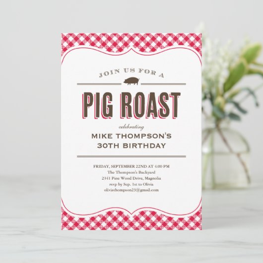 Roast Table Cloth Invitations Kaart (Staand voorkant)