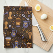 Roastery botanicals & tools — cocoa, caramel theedoek (Quarter Fold)