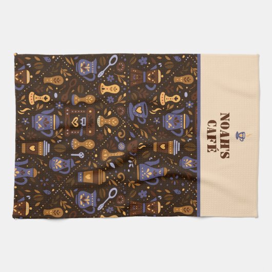 Roastery botanicals & tools — cocoa, caramel theedoek (Horizontaal)