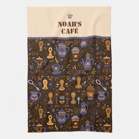 Roastery botanicals & tools — cocoa, caramel theedoek (Verticaal)