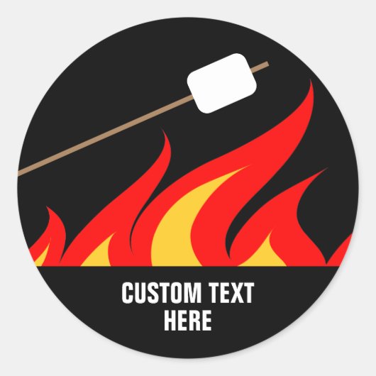 Roasting marshmallow stick op vreugdevuur custom ronde sticker (Voorkant)