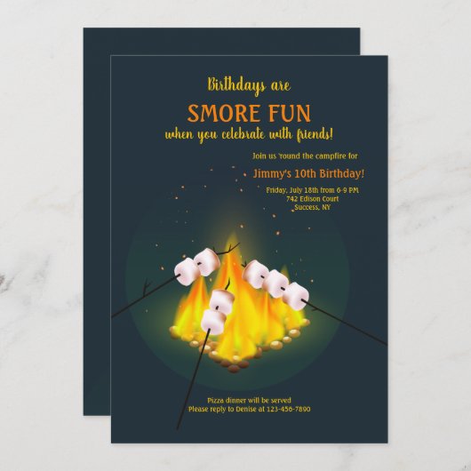 Roasting Marshmallows verjaardagsfeestje Kaart (Voorkant / Achterkant)