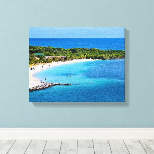 Roatan Beach verpakt Canvas Print (Insitu (Houten vloer))