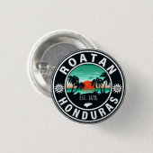 Roatán Honduras Island Retro Sunset Souvenirs 80s Ronde Button 3,2 Cm (Voorkant /achterkant)