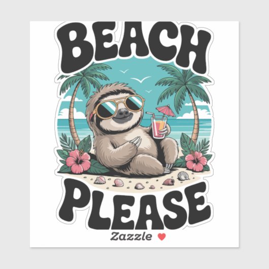 Roatan Honduras Sloth Summer Sticker (Vel)