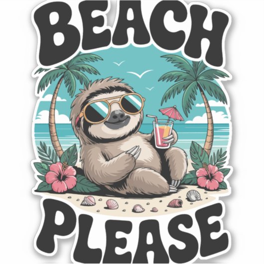 Roatan Honduras Sloth Summer Sticker (Voorkant)