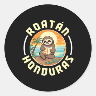 Roatan Honduras Vakantie Luiaard Strand Zomer Mann Ronde Sticker