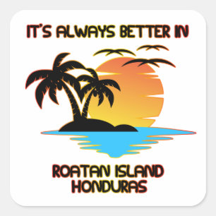 Roatan Island Caribbean Tropical Beach Honduras Vierkante Sticker