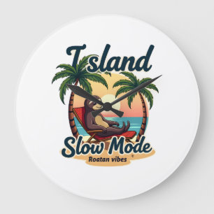 Roatan Luiaard Vintage Eiland Ontspannen Grafisch Grote Klok