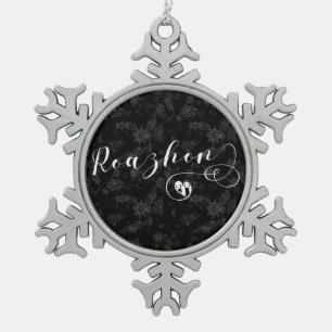 Roazhon, Rennes Flag in Heart, Bretagne Tin Sneeuwvlok Ornament