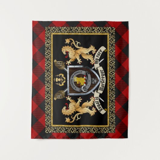 Rob Roy MacGregor Clan Badge & Motto w/Lions Wandkleed (Voorkant)