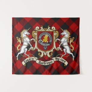 Rob Roy MacGregor Clan Badge & Unicorns w/Tartan Wandkleed