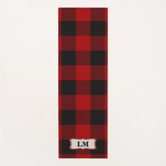 Rob Roy Tartan Red Black Monogram Initialen Yogamat (Voorkant)