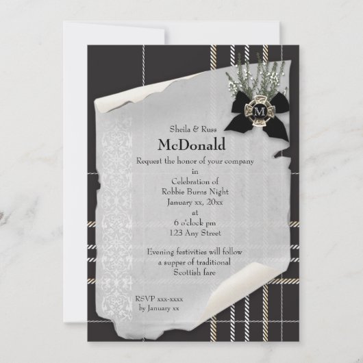 Robbie Burns Black Tartan Kaart (Voorkant)