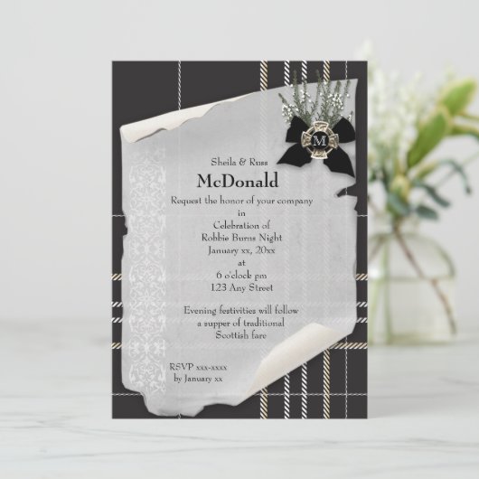 Robbie Burns Black Tartan Kaart (Staand voorkant)