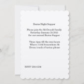 Robbie Burns Casual dineruitnodiging Kaart (Achterkant)