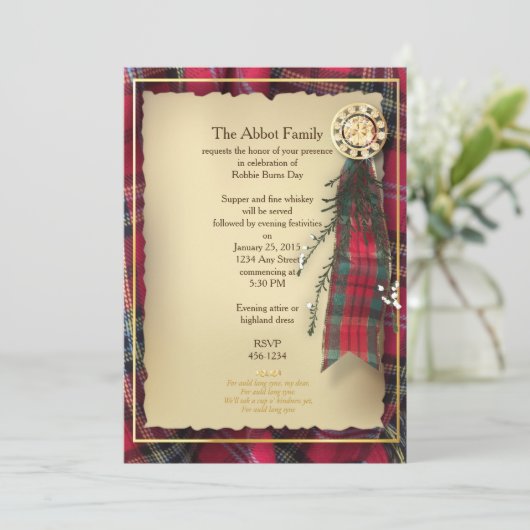 Robbie Burns Formele uitnodiging (Staand voorkant)