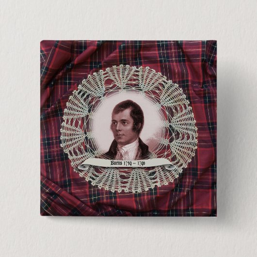 Robbie Burns Highland vierkante speld Button 5,1 Cm (Voorkant)