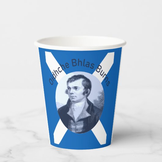 Robbie Burns - In Blue Oidhche Bhlas Burns Saltire Papieren Bekers (Voorkant)