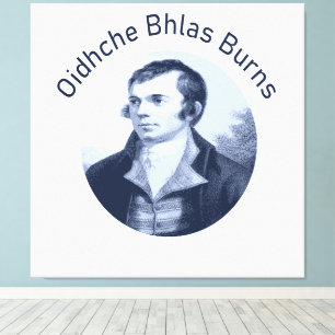 Robbie Burns - Oidhche Bhlas Burns Blauwe Tekst Canvas Afdruk