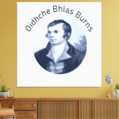 Robbie Burns - Oidhche Bhlas Burns Blauwe Tekst Canvas Afdruk (Insitu (Woonkamer))