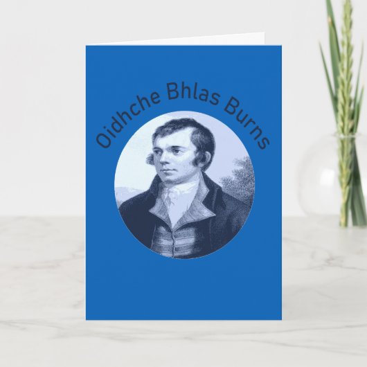 Robbie Burns - Oidhche Bhlas Burns Blauwe tekst Feestdagen Kaart (Voorkant)