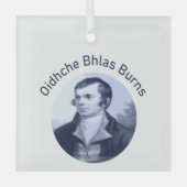 Robbie Burns - Oidhche Bhlas Burns Blauwe Tekst Glas Ornament (Voorkant)