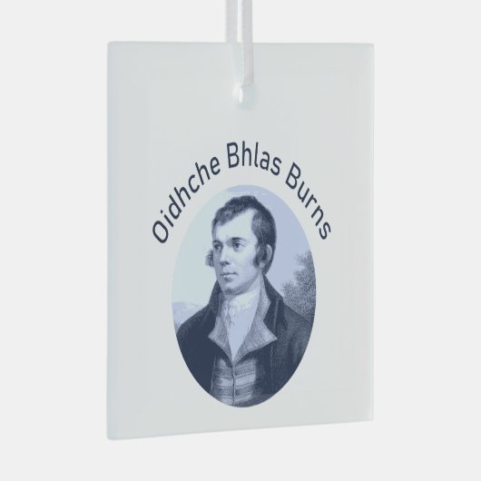 Robbie Burns - Oidhche Bhlas Burns Blauwe Tekst Glas Ornament (Voorkant Rechts)