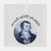 Robbie Burns - Oidhche Bhlas Burns Blauwe Tekst Glas Ornament (Achterkant)