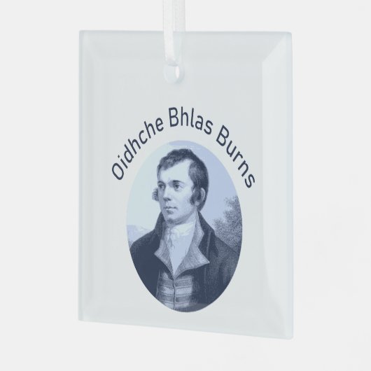Robbie Burns - Oidhche Bhlas Burns Blue Text Glas Ornament (Voorkant links)