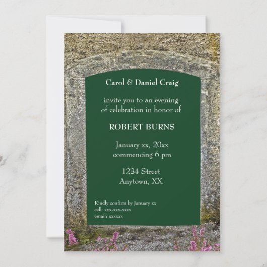 Robbie Burns Oude Steen en Heather Kaart (Achterkant)