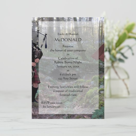 Robbie Burns Piper Kaart (Staand voorkant)