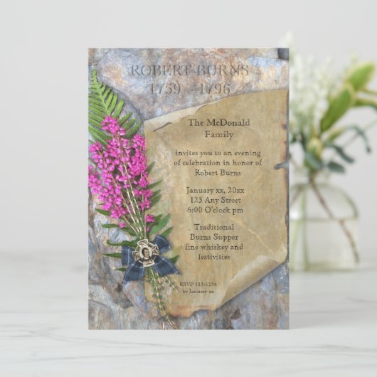 Robbie Burns Rustieke uitnodiging (Staand voorkant)