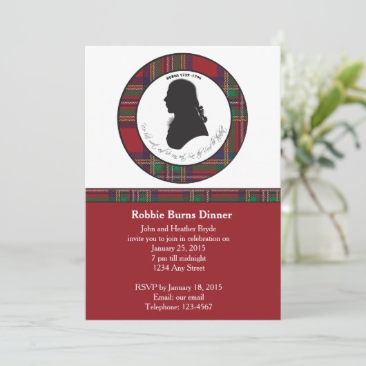 Robbie Burns Silhouet Uitnodiging (Staand voorkant)